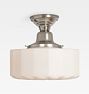 Rose City 6" Fitter Semi-Flush Mount, Brushed Nickel - Faceted Drum Shade