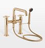 Descanso Cross Handle Deck Mounted Tub Filler With Handshower, Satin Bronze PVD