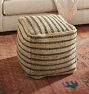 Square Striped Jute Pouf