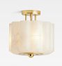 Florentine Flush Mount, 12" - Aged Brass - Alabaster Shade