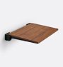 Carter Wall Mount Teak Folding Shower Seat - ADA - Matte Black