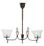 Antique Victorian Two-Light  Converted Gas Pendant with Copper Flashed Finish