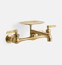 Murray 6" Spout Wall Mount Utility Faucet - With Soap Dish, Satin Brass