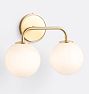 Knowles Double Sconce, Aged Brass - Opal Glass Shade