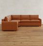 Roswell Leather 3-Piece Double Sofa With Wedge Corner