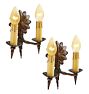 Vintage Pair Romance Revival Sconce Double Candle Light Floral Backplate