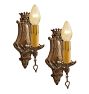 Vintage Pair Romance Revival Sconce Single Candle Light Painted