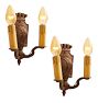 Vintage Revival Double Sconce Hammered Bronze Pair of 2