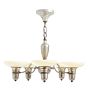 Vintage Art Deco Chandelier Streamline 5 Light Cup Shades