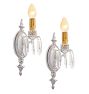 Vintage Pair Regency Sconce Single Light Candle Crystals