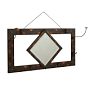 Vintage Japanned Wall Mirror with Hooks