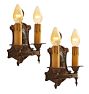 Vintage Pair Romance Revival Sconce Double Candle Painted