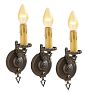 Vintage Set of 3 Spanish Revival Sconce Single Light Candle