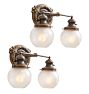 Vintage Pair Romance Revival Sconce Double Arm Globe Shades Decorative Motifs