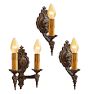 Vintage Set Romance Revival Sconce One Single and Two Doubles Candle Light Decorative Motif