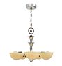 Vintage Art Deco Chandelier Streamline 5 Light Cup Shades