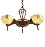 Vintage Art Deco Chandelier 2 Light Painted Cup Shades