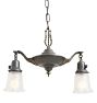 Vintage Classical Revival Chandelier Two Arm Etched Shades