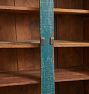 Vintage Early Painted Blue Step Back Cupboard