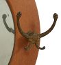 Vintage Oak Quartersawn Round Beveled Mirror with 3 Hooks