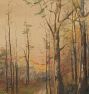 Vintage Painting of Scenic Trees Landscape