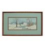 Vintage Painting of Winter Landscape with Scenic River