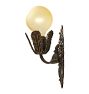 Vintage Pair Art Noveau Sconce Wreath Backplate Globe Shade
