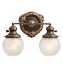 Vintage Pair Romance Revival Sconce Double Arm Globe Shades Decorative Motifs