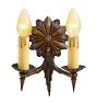 Vintage Pair Romance Revival Sconce Double Candle Light Floral Backplate