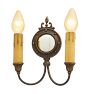 Vintage Pair Romance Revival Sconce Double Candle Light Mirror Backplate