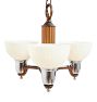 Vintage Art Deco Chandelier Streamline 3 Light Cup Shades