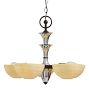 Vintage Art Deco Chandelier Streamline 5 Light Cup Shades