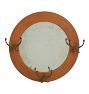 Vintage Oak Quartersawn Round Beveled Mirror with 3 Hooks