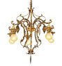 Vintage Romance Revival Chandelier 6 Arm Bare Bulb Floral