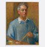 Self-Portrait of William Glackens Framed Reproduction Wall Art Print, 31" x 41" - Natural Wood Float Frame