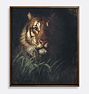 Tiger's Head Framed Reproduction Wall Art Print , 13" x 15" - Walnut Finished Wood Float Frame