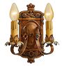 Pair of Vintage Romance Revival Double Candle Sconces with Vibrant Polychrome Highlights