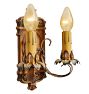 Pair of Vintage Romance Revival Double Candle Sconces with Vibrant Polychrome Highlights