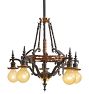 Vintage 5-Light Romance Revival Bare Bulb Chandelier