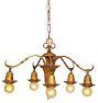 Vintage 5-Light Romance Revival Chandelier with Polychrome Shield Motif