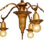 Vintage 5-Light Romance Revival Chandelier with Polychrome Shield Motif
