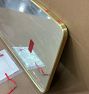 Open Box: Rounded Rectangle Metal Framed Mirror, 24"W x 36"H, D-Ring Mount - Aged Brass