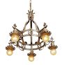 Imposing Vintage 5-Light Romance Revival Bare Bulb Chandelier