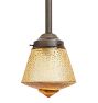 Vintage Art Deco Pendant with Amber Crackle Glass Shade