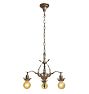 Vintage Colonial Revival Chandelier 3 Arm Bare Bulb Aluminum