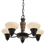 Vintage Art Deco Chandelier Streamline 5 Light Cup Shades
