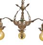 Vintage Colonial Revival Chandelier 3 Arm Bare Bulb Aluminum