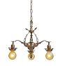 Vintage Colonial Revival Chandelier 3 Arm Bare Bulb Aluminum