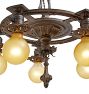 Vintage Colonial Revival Chandelier Cast Iron 5 Light Bare Bulb