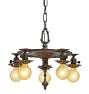 Vintage Colonial Revival Chandelier Cast Iron 5 Light Bare Bulb